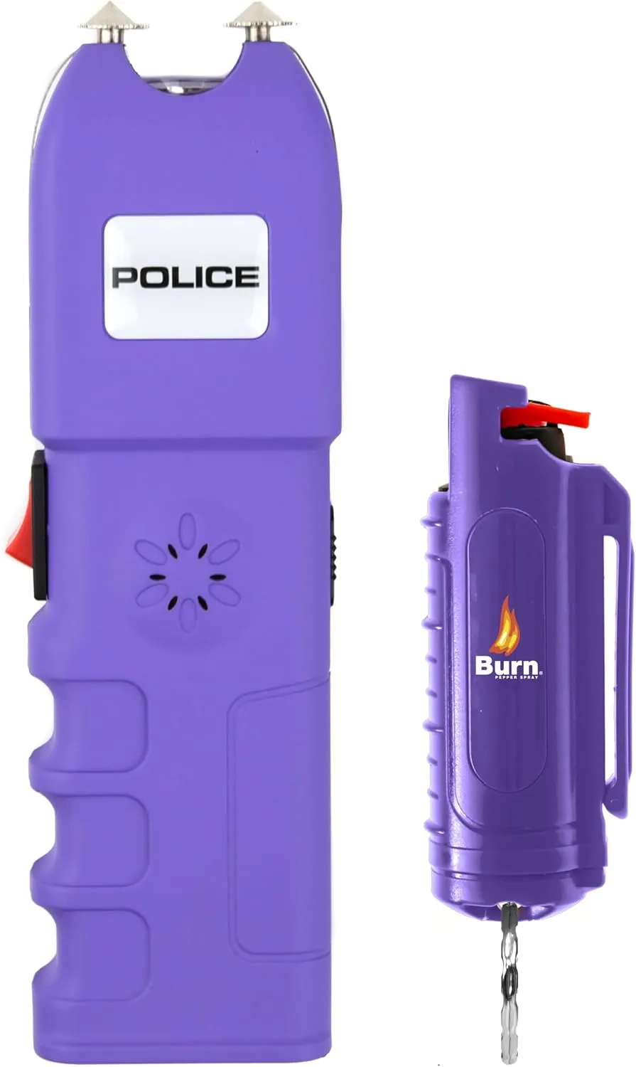 Police Stun Gun Burn Pepper Spray Combo Women Men Self Defense - 928 Purple