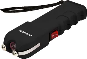 POLICE Stun Gun for Self Defense 928 - High Voltage Rechargeable with LED Flashlight, Compact & Heavy Duty, Personal Security for Women & Men - Black