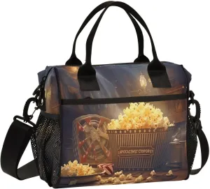 Popcorn Cinema Insulated Lunch Bag Cooler Bag with Shoulder Strap Lunch Tote Bag for Work Camping-S