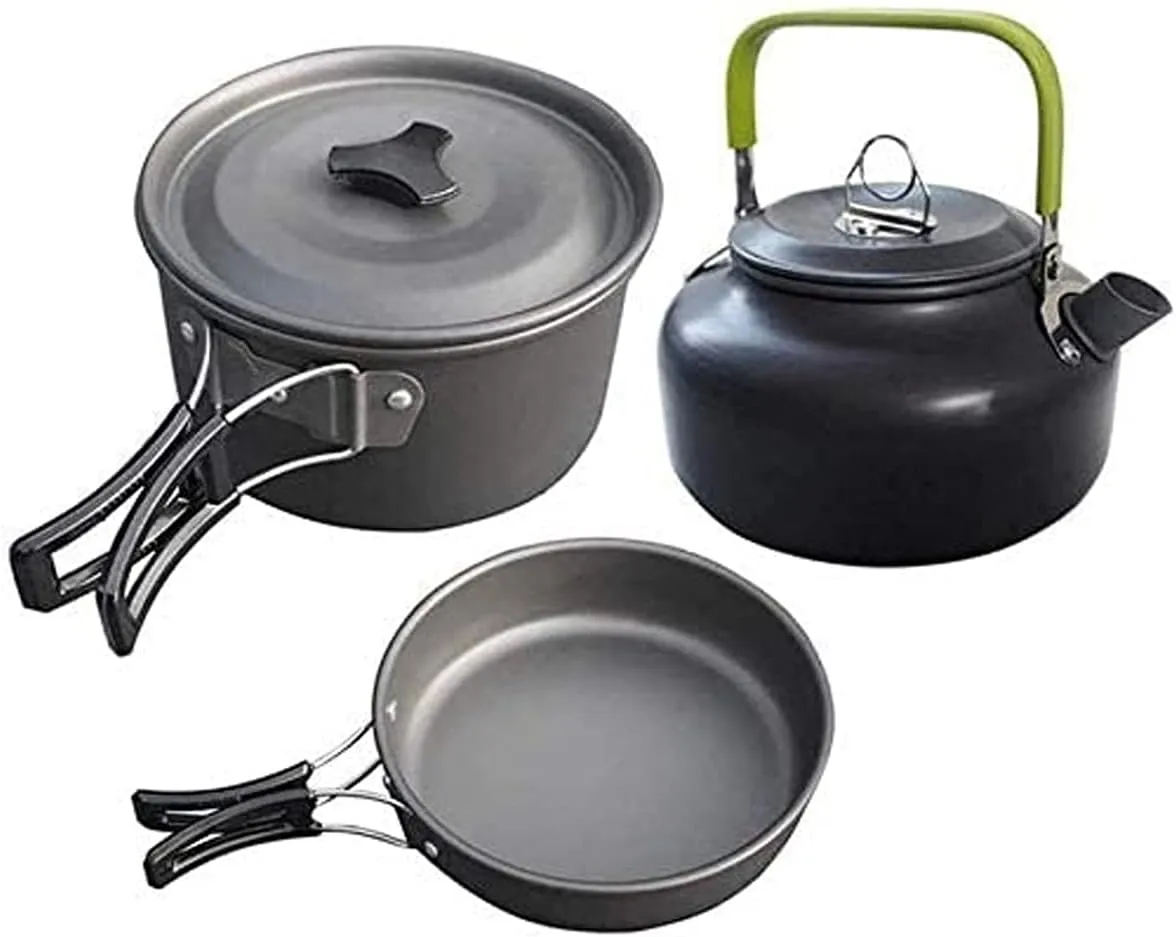 Portable Camping Cookware Camping Set, Portable Camping Cooker Set, Camping Tableware Supplies, 3-Piece Set