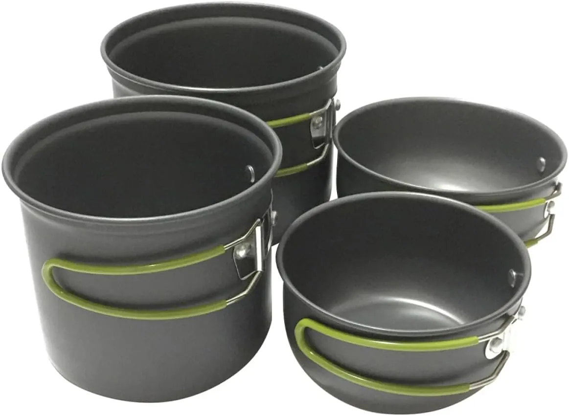 Portable Camping Cookware Set 2-3 Person Outdoor Cooking Kit Camping Pots Utensils Hiking and