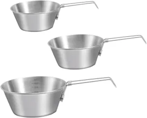 Portable Folding Camping Bowl Stainless Steel Hiking Bowl with Folding Handle