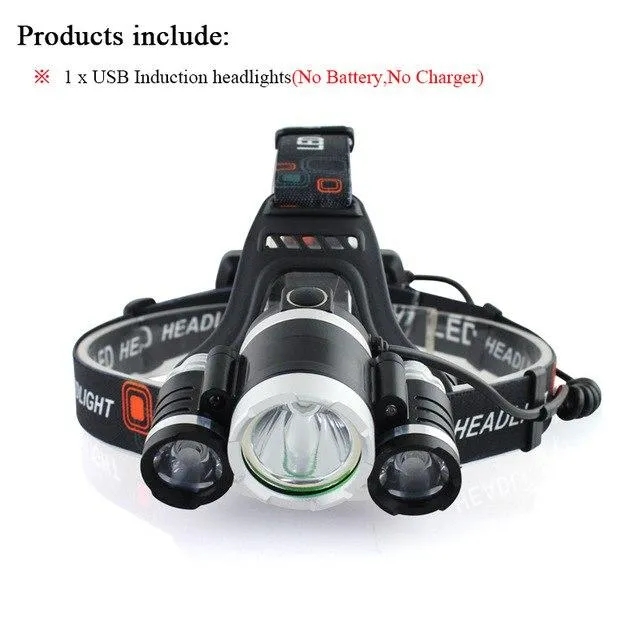 Portable Lighting headlamp usb LED head torch lanterna flashlight lamp waterproof IR sensor induction head lights 18650 battery