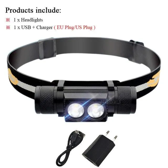 Portable Lighting mini led headlight cree xm l2 lamp USB 18650 Rechargeable battery waterproof flashlight head light headlamp