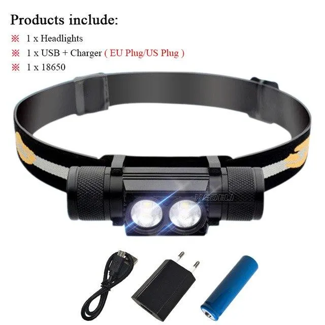 Portable Lighting mini led headlight cree xm l2 lamp waterproof flashlight head light use 18650Rechargeable battery USB headlamp