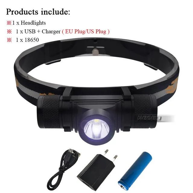 Portable Lighting mini led headlight cree xm l2 lamp waterproof flashlight head light use 18650Rechargeable battery USB headlamp