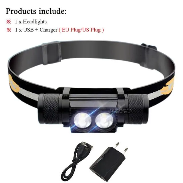 Portable Lighting mini led headlight cree xm l2 lamp waterproof flashlight head light use 18650Rechargeable battery USB headlamp