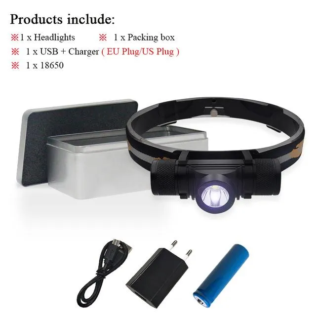 Portable Lighting mini led headlight cree xm l2 lamp waterproof flashlight head light use 18650Rechargeable battery USB headlamp