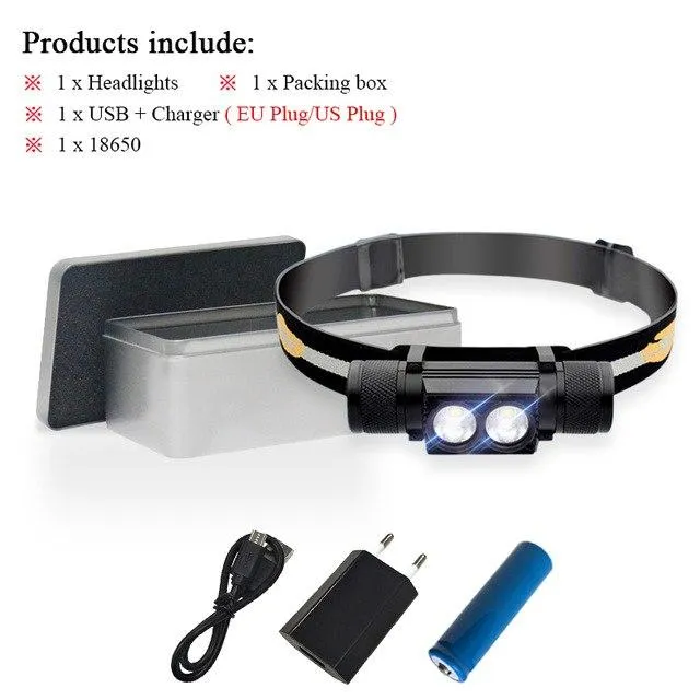 Portable Lighting mini led headlight cree xm l2 lamp waterproof flashlight head light use 18650Rechargeable battery USB headlamp