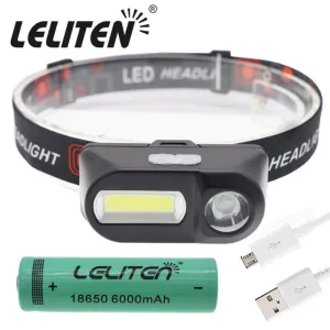 Portable mini XPE COB LED Headlamp USB Rechargeable