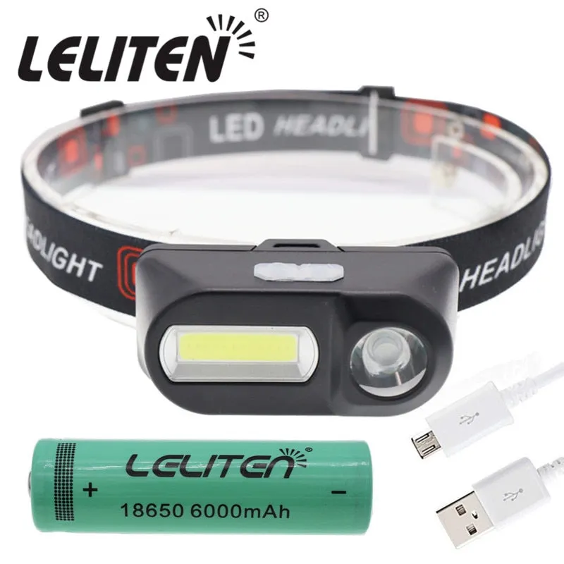 Portable mini XPE COB LED Headlamp USB Rechargeable