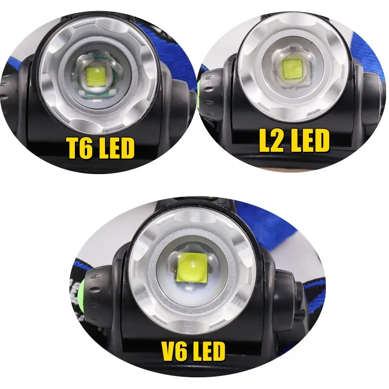 Portable zooming t6 L2 V6 Led Head lamp ZOOM Fishing headlight Camping Headlamp Hiking Flashlight  Bicycle light torch
