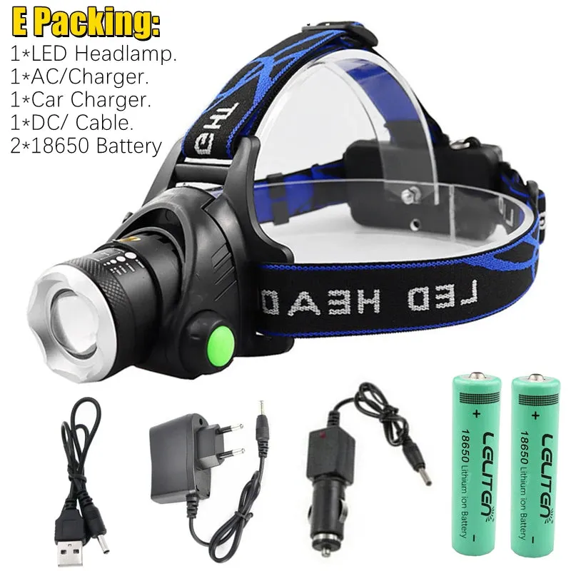 Portable zooming t6 L2 V6 Led Head lamp ZOOM Fishing headlight Camping Headlamp Hiking Flashlight  Bicycle light torch