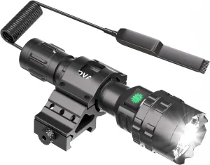 POVAST Picatinny Flashlight, LED Tactical Flashlight Rifle Rail Light with Pressure Switch, 3000 Lumens Waterproof Light, 5 Mode USB Rechargeable Flashlight for Hunting, Matte Black