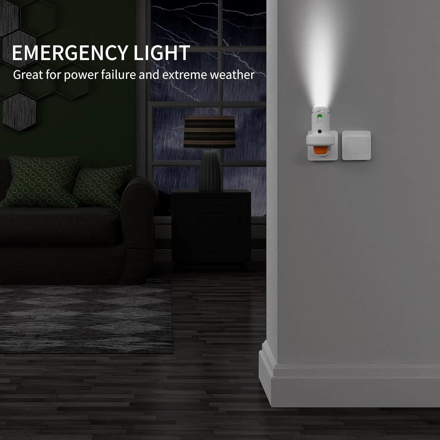 Power Failure Flashlight, 2 Pack Multi-Function Emergency Light for Home Power Goes Out, Plug in Night Light, Rechargeable, Perfect for Hurricanes and Blackouts