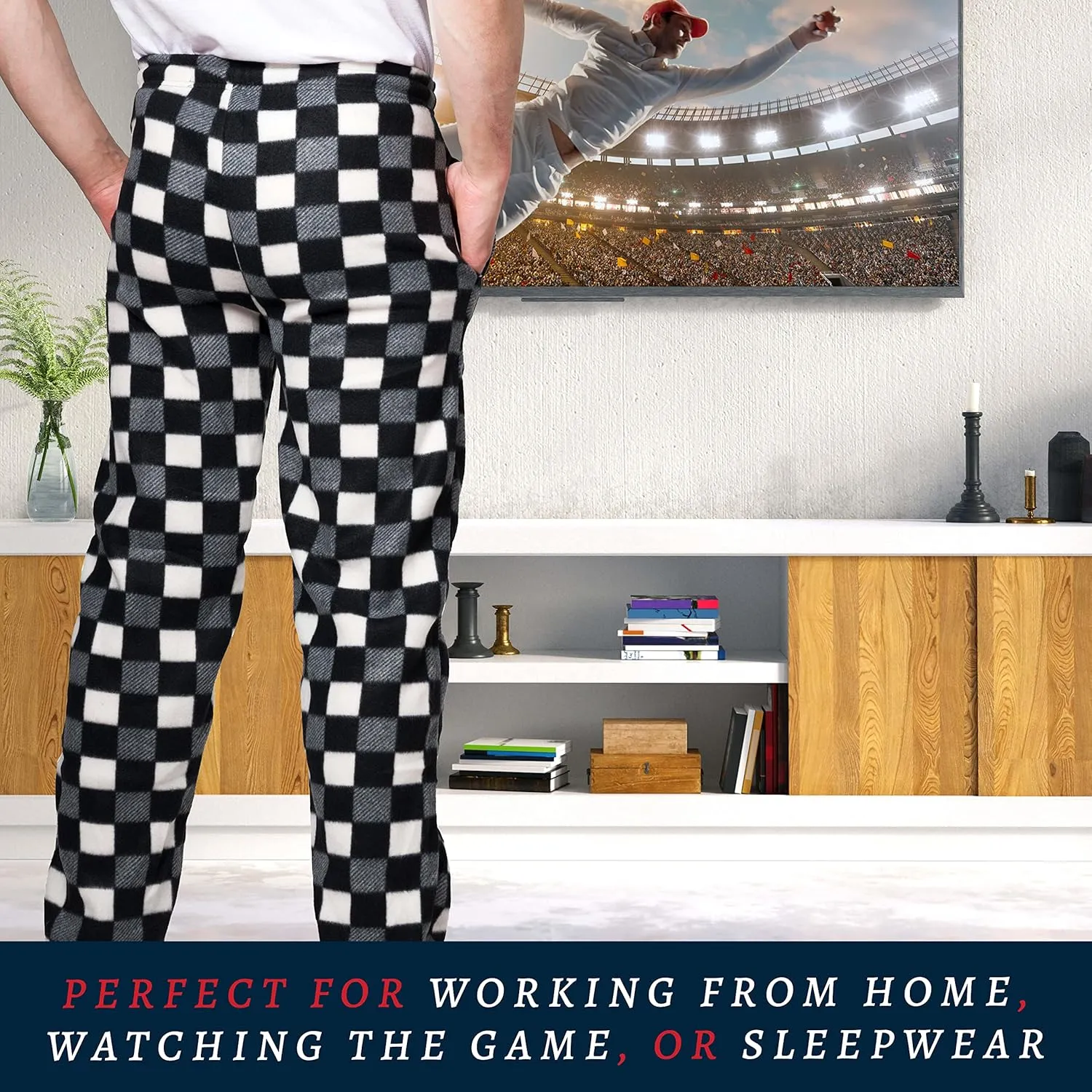 Premium Wear Men's Lounge Pants Fleece Pajamas with Pockets