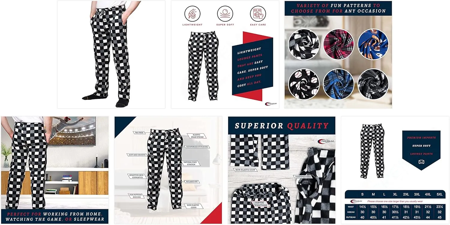 Premium Wear Men's Lounge Pants Fleece Pajamas with Pockets