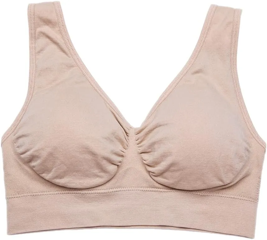 PRETTYWELL Sleep Bras for Women, Comfort Seamless Wireless Stretchy Sports Bra,3 Pack Yoga Bras, with Removable Pads