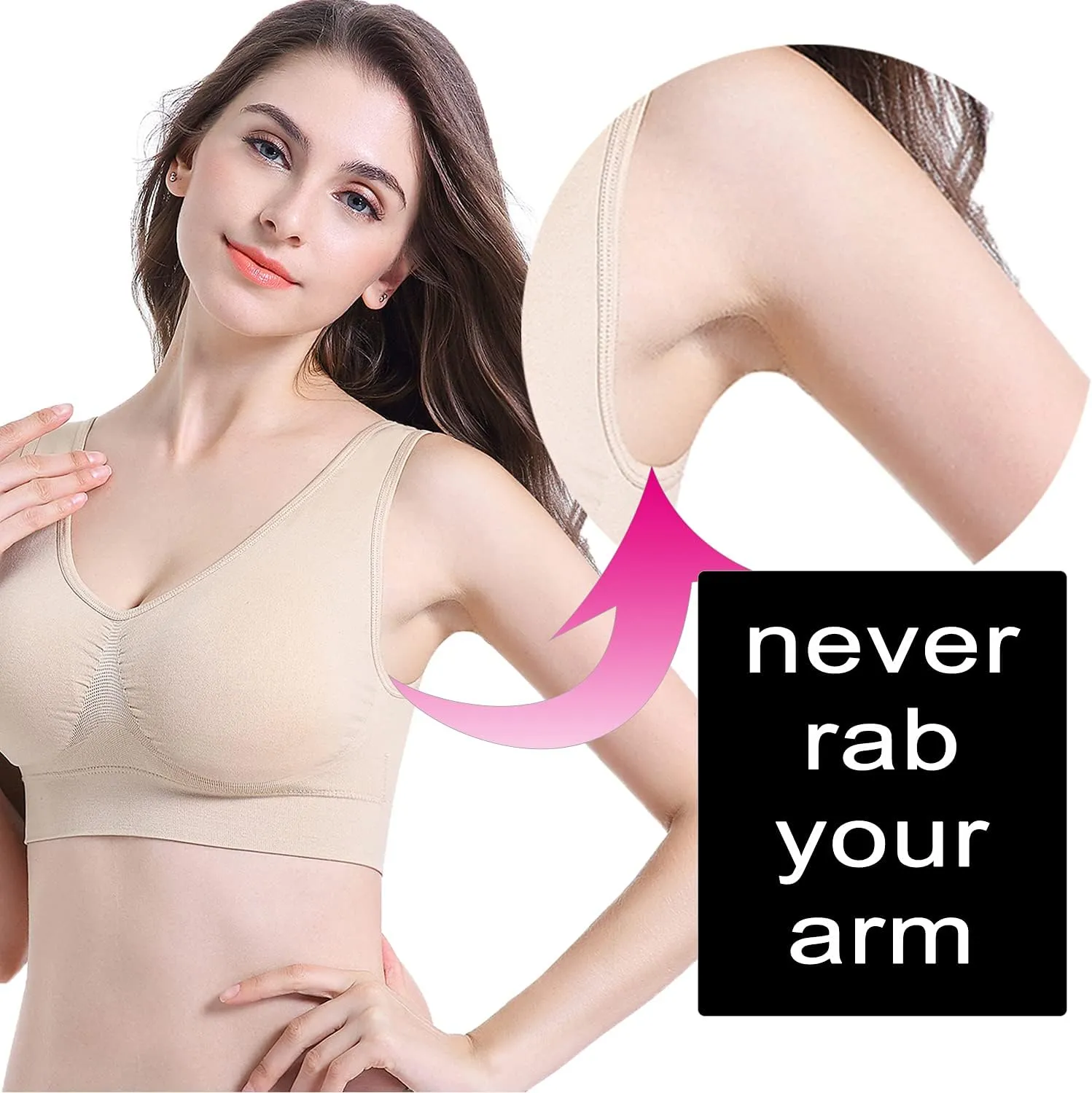 PRETTYWELL Sleep Bras for Women, Comfort Seamless Wireless Stretchy Sports Bra,3 Pack Yoga Bras, with Removable Pads