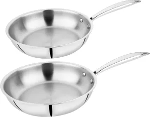 Professional 3-ply Stainless Steel Cookware Set of 2 | Induction and Oven Compatible | Riveted Handles
