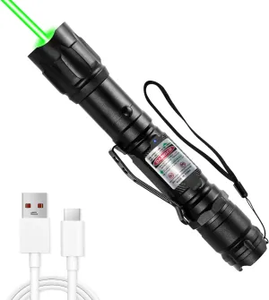 [Professional] Rechargeable Green Line Light Flashlight Long Distance Range for TV/LED/LCD Screens Tactical Flashlights Presentation Office/Outdoors/Astronomic/Construction [003]