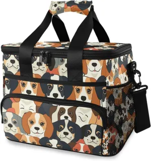 Puppy Cute Dog Cooler Bag Insulated Cooler Soft Sided Cooler 24 Can Portable Picnic Bag Large Leakproof Lunch Bag Box for Beach Grocery Camping Travel Car Men Women