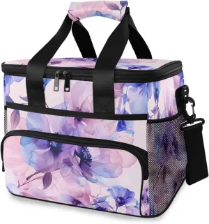 Purple Flower Pink Tie Dye Cooler Bag Insulated Cooler Soft Sided Cooler 24 Can Portable Picnic Bag Large Leakproof Lunch Bag Box for Beach Grocery Camping Travel Car Men Women