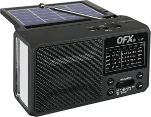 QFX R-37 6-Band (AM, FM, SW1 - SW4) Bluetooth LED Flashlight Solar Radio (2021 Model)