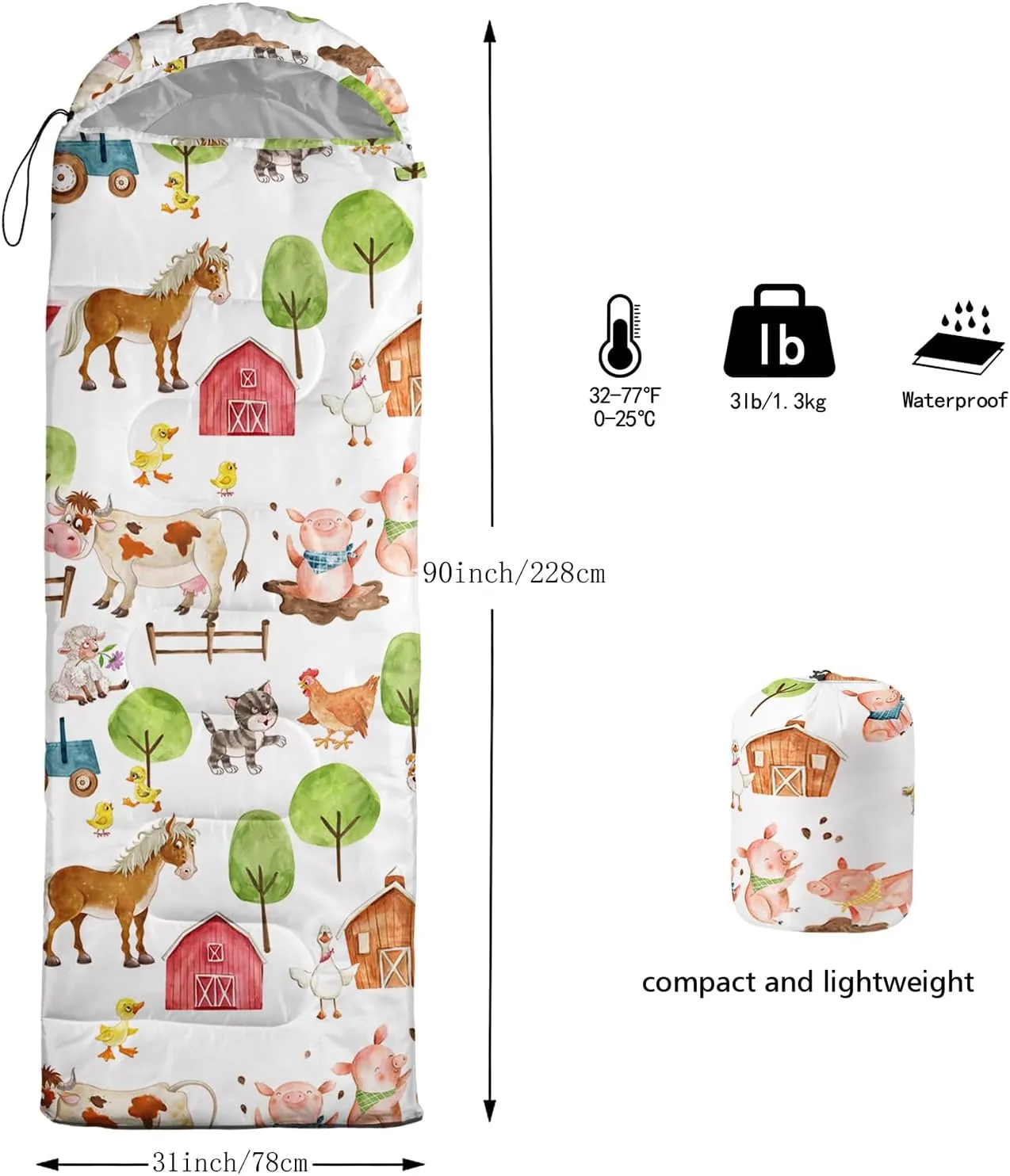 QOOMO Camping Sleeping Bags,3 Season Warm & Cool Weather,Lightweight,Waterproof Sleeping Bags for Adults & Kids,Traveling,and Outdoors,Camping Gear Equipment