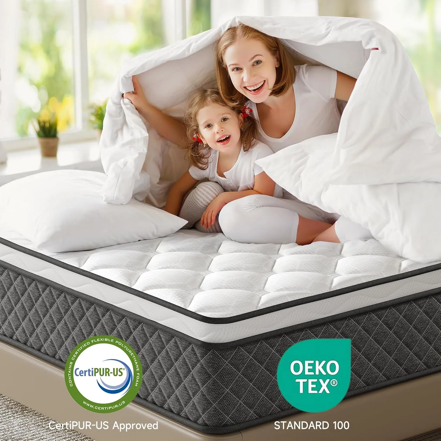 Queen Mattress,10 Inch Hybrid Mattress in a Box with Memory Foam,Motion Isolation Individually Wrapped Pocket Coils,Medium Firm CertiPUR-US Certified