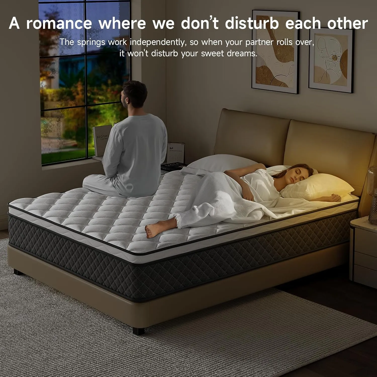 Queen Mattress,10 Inch Hybrid Mattress in a Box with Memory Foam,Motion Isolation Individually Wrapped Pocket Coils,Medium Firm CertiPUR-US Certified
