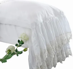 Queen's House White Pillowcases Vintage Farmhouse Crochet Pillow Cover King Shams Set of 2-Style F
