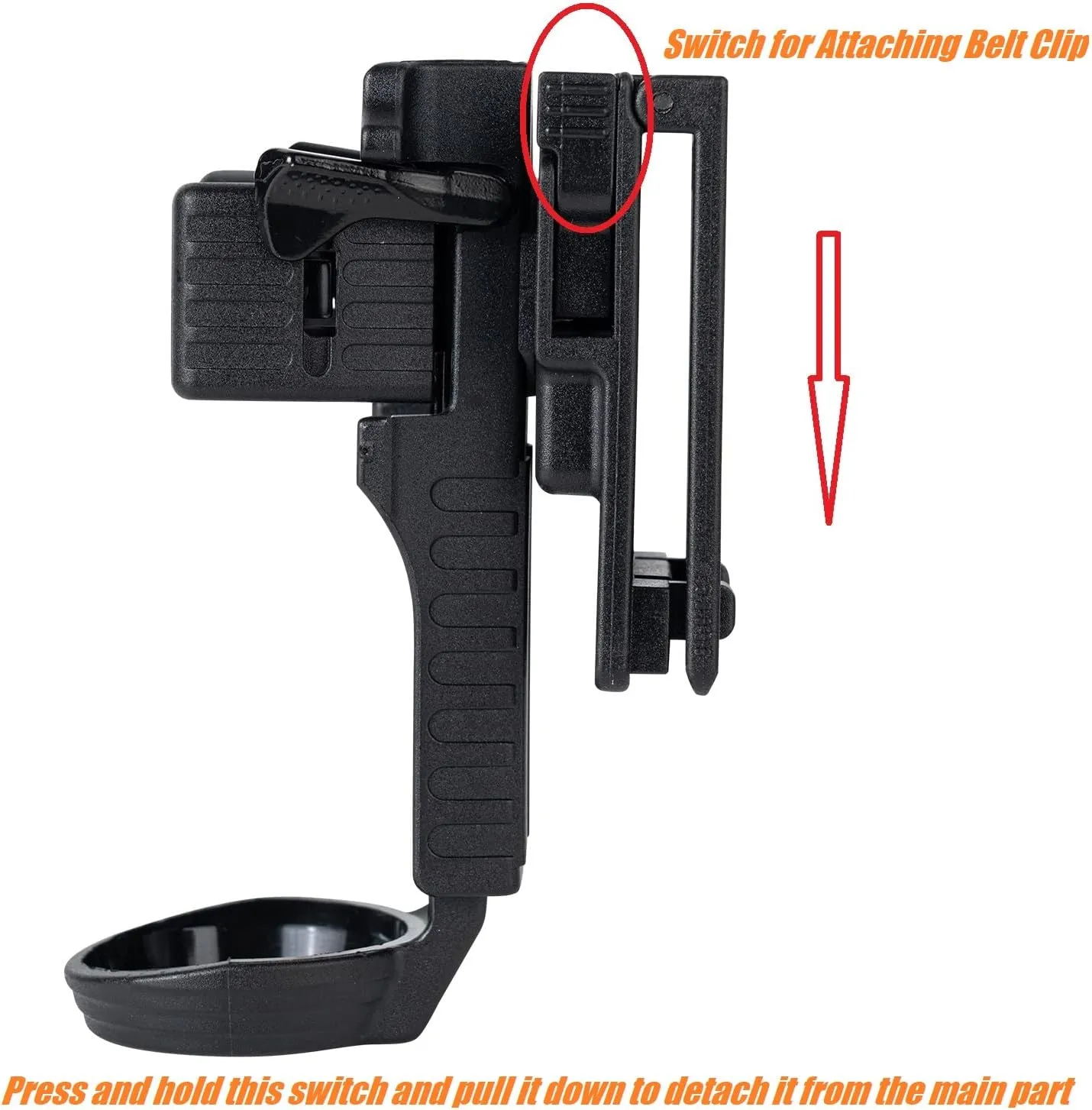 Quick Release Flashlight Holder w/MOLLE Vest Clip Tactical Torch Holster Carrier Rotatable Light Carry Case Stand fit 1"-1.25" Diameter Flashlight for Police Leo Security Military Patrol