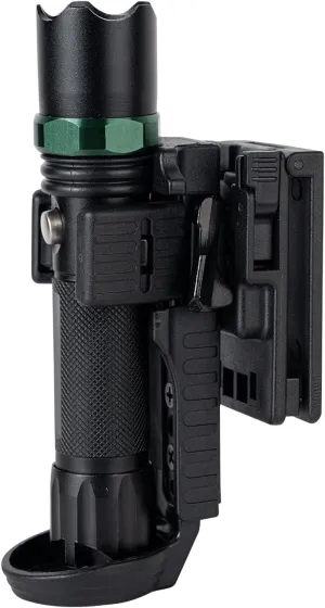 Quick Release Flashlight Holder w/MOLLE Vest Clip Tactical Torch Holster Carrier Rotatable Light Carry Case Stand fit 1"-1.25" Diameter Flashlight for Police Leo Security Military Patrol