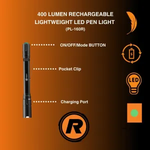 Railhead 400 Lumen Rechargeable Lightweight LED Pen Light PL160R