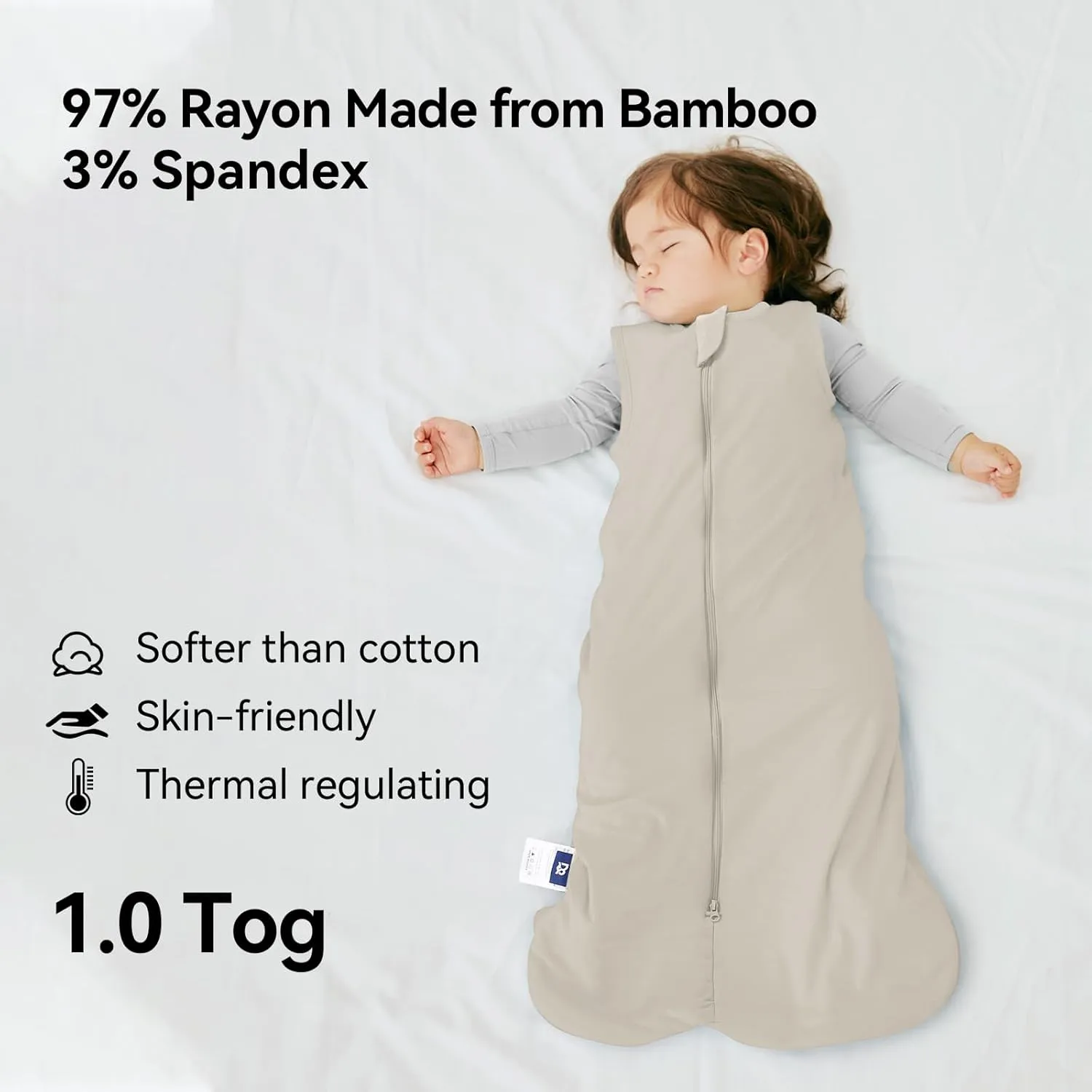 Rayon Made from Bamboo Baby Sleep Sack 1.0 Tog Ultra Soft Wearable Blanket 24-36 Months, Toddler Sleeping Bag 2t-3t Unisex Boys Girls, 2-Way Zipper Sleep Sack Breathable Lightweight XXL
