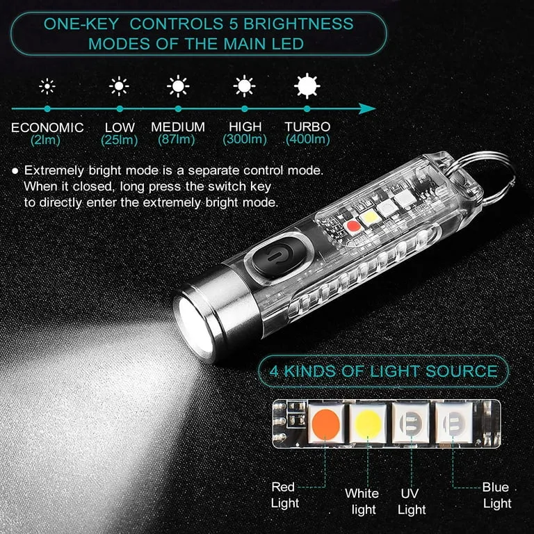 Rayvia Compact Rechargeable Keychain Flashlight 400 Lumens
