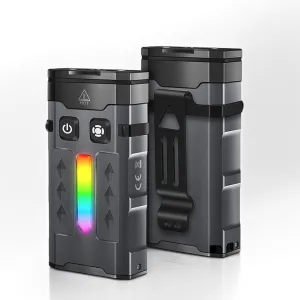 Rechargeable EDC Flat Flashlight 1100LM, IP66 Water Proof Flashlight with Magnetic Clip & RGB Auxiliary Light, Compact Light for Camping Emergency