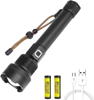 Rechargeable Flashlight High Lumens, Super Bright Handheld LED Flashlights, High Power USB C Flash Light, Zoomable 3 Modes Waterproof Powerful Versatile Tactical Flashlight for Camping, Hiking