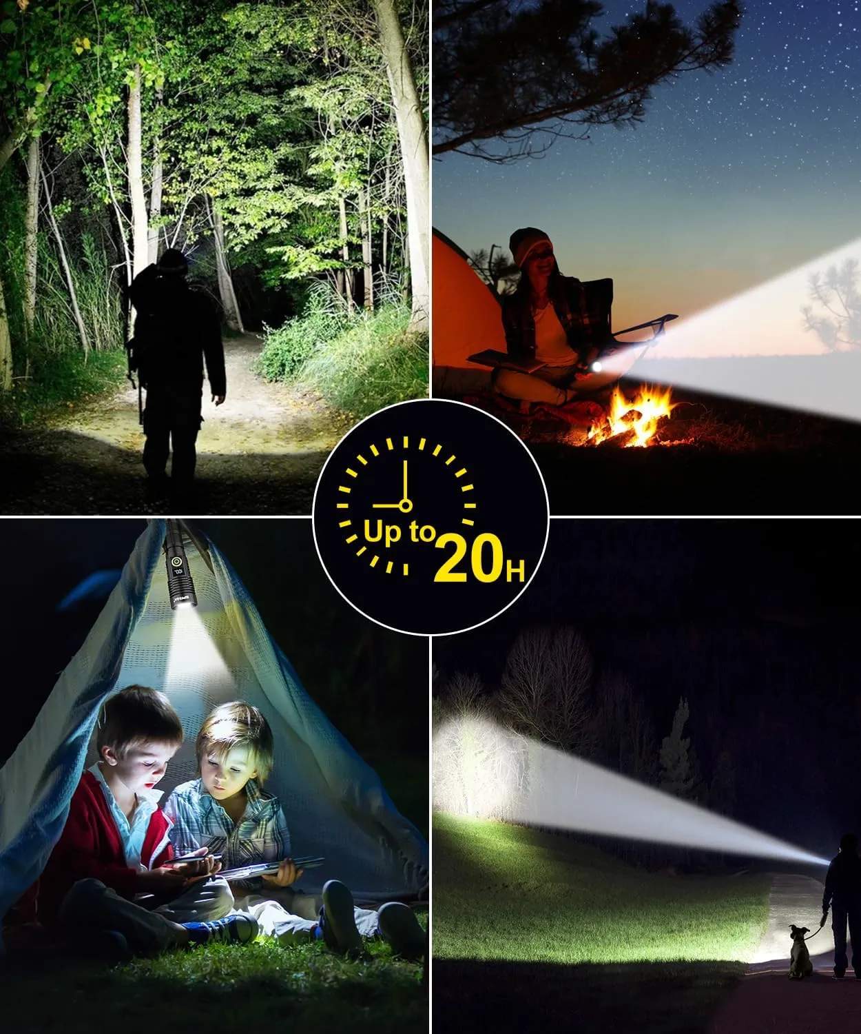 Rechargeable Flashlight High Lumens-Super Bright Magnetic Flash Light with Power Digital Display, Long Range,Dimmable,Waterproof,Pocket LED Flashlights for Emergency Camping 2PC Gold