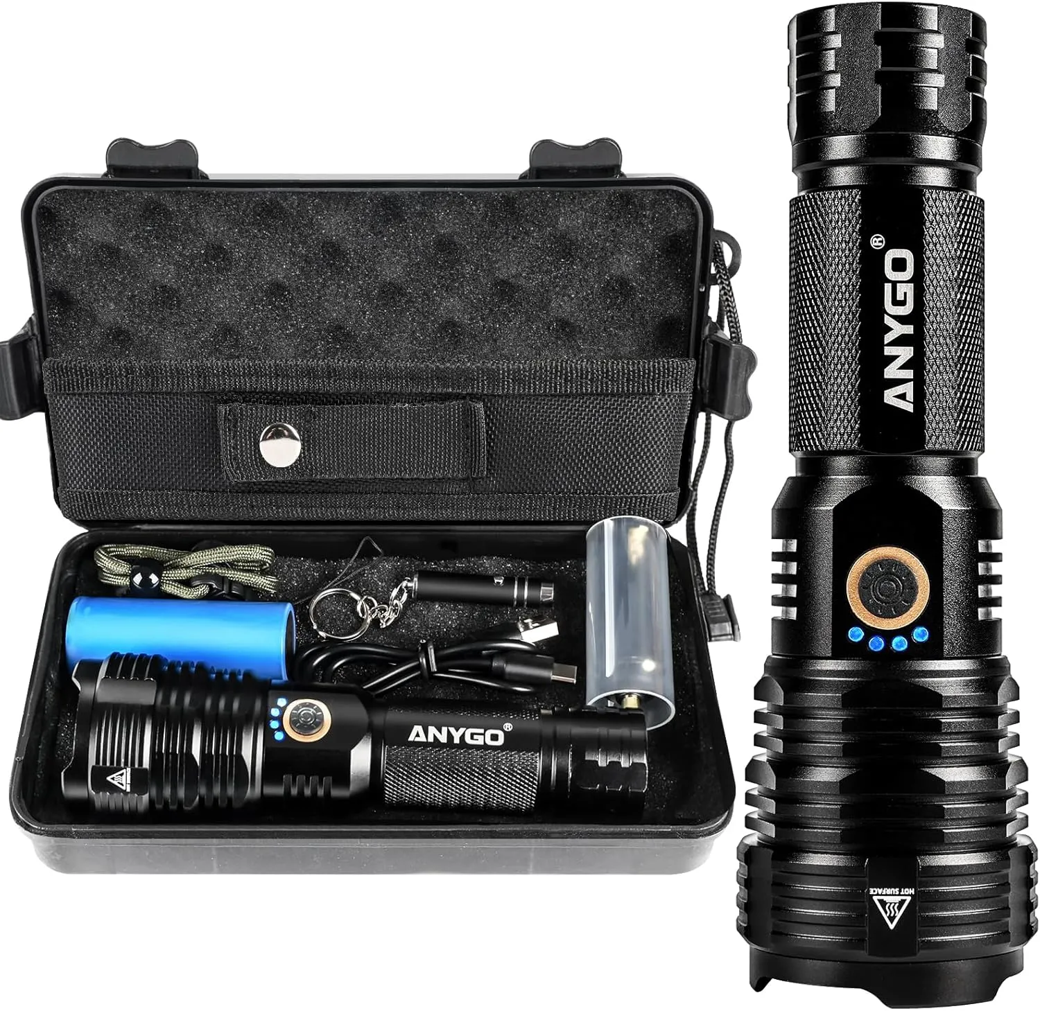 Rechargeable Flashlight High Lumens,5000LM Super Bright LED Flash USB C,5 Modes,Multifunction Flash High Beam High Light High Power Zoom Light for Emergency, Home and Camping