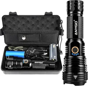 Rechargeable Flashlight High Lumens,5000LM Super Bright LED Flash USB C,5 Modes,Multifunction Flash High Beam High Light High Power Zoom Light for Emergency, Home and Camping
