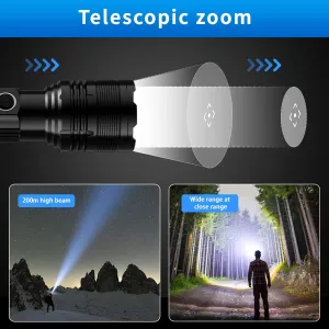 Rechargeable Flashlight, Tactical Flashlights 2000 High Lumens, USB C Bright Flashlights, 2 Pack Handheld LED Flashlight Rechargeable 5 Modes for Home,Camping, Police, etc