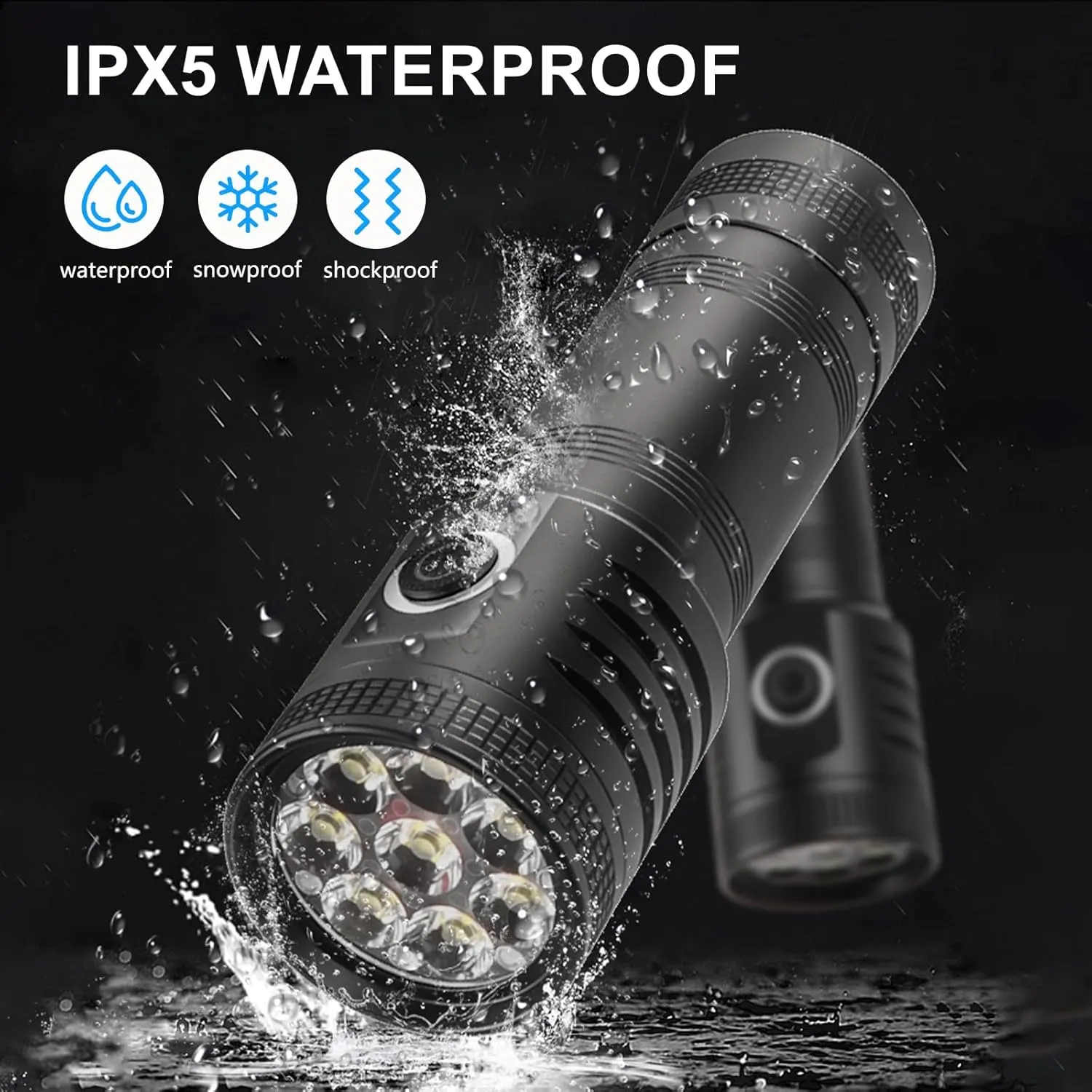 Rechargeable Flashlights, 2000 High Lumens Flashlight, Tactical Flashlight with 5 Modes, IPX5 Waterproof Led Flashlights for Camping, Emergencies