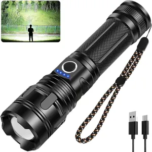 Rechargeable Flashlights 20000 High Lumens, High Power Led Flashlight, XHP70.2 Powerful Tactical Flashlight with Zoomable, 5 Modes, IPX6 Waterproof, Flashlight for Camping, Hiking, Emergencies