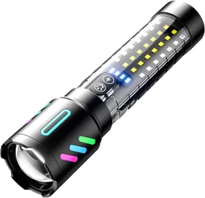Rechargeable Flashlights, 2,000,000 Lumen Light,Handheld LED Flashlight 5 Modes, IPX6 Waterproof Powerful Tactical Flashlight for Emergencies, Camping, Hiking (XN519N), Black, XA519N