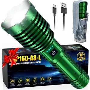 Rechargeable Flashlights 2400000 High Lumens, Super Bright LED Flashlight Battery Powered|30H Long Life|Holster| Zoomable 5 Modes|Output|Waterproof|Powerful Tactical Flashlights for Emergency, Camping