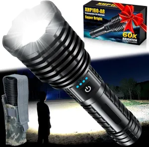 Rechargeable Flashlights 2400.000 High Lumens,Super Bright LED Flashlight for Home Emergency, Waterproof Handheld Flashlights with Pouch, 5000mAh Battery, Spotlight and Floodlight Function