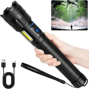 Rechargeable Flashlights 990000 High Lumen, 5000 ɱAh ΒATTERY LED Flashlight with Cob-Light for Home, Super Bright Flash Light 7 Modes, IPX7 Waterproof for Outdoor Camping