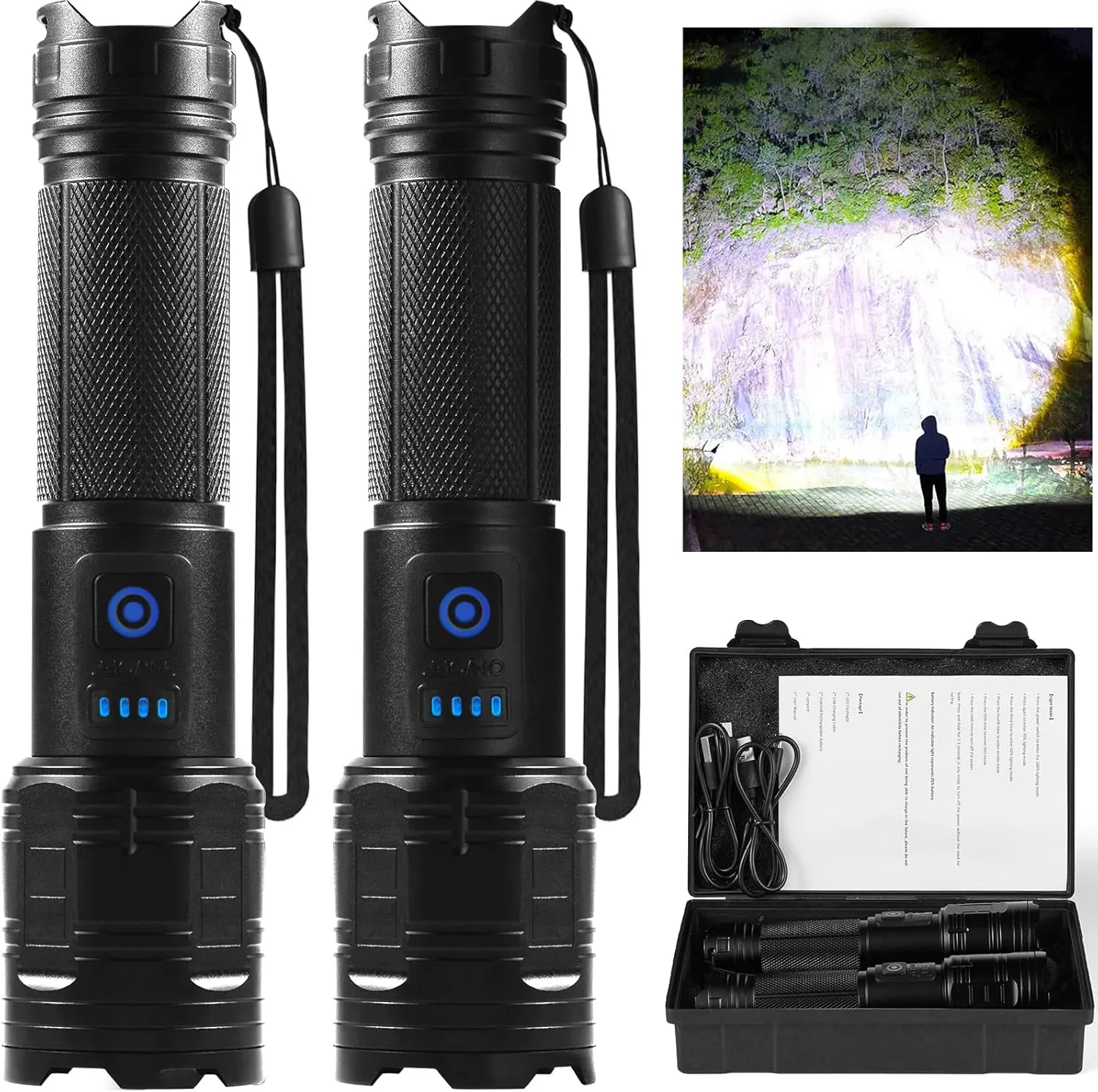 Rechargeable Flashlights High Lumen, 2 Pack Super Bright LED Flashlight with 5 Modes, High Powered Flash Light for Home, Camping, Outdoor